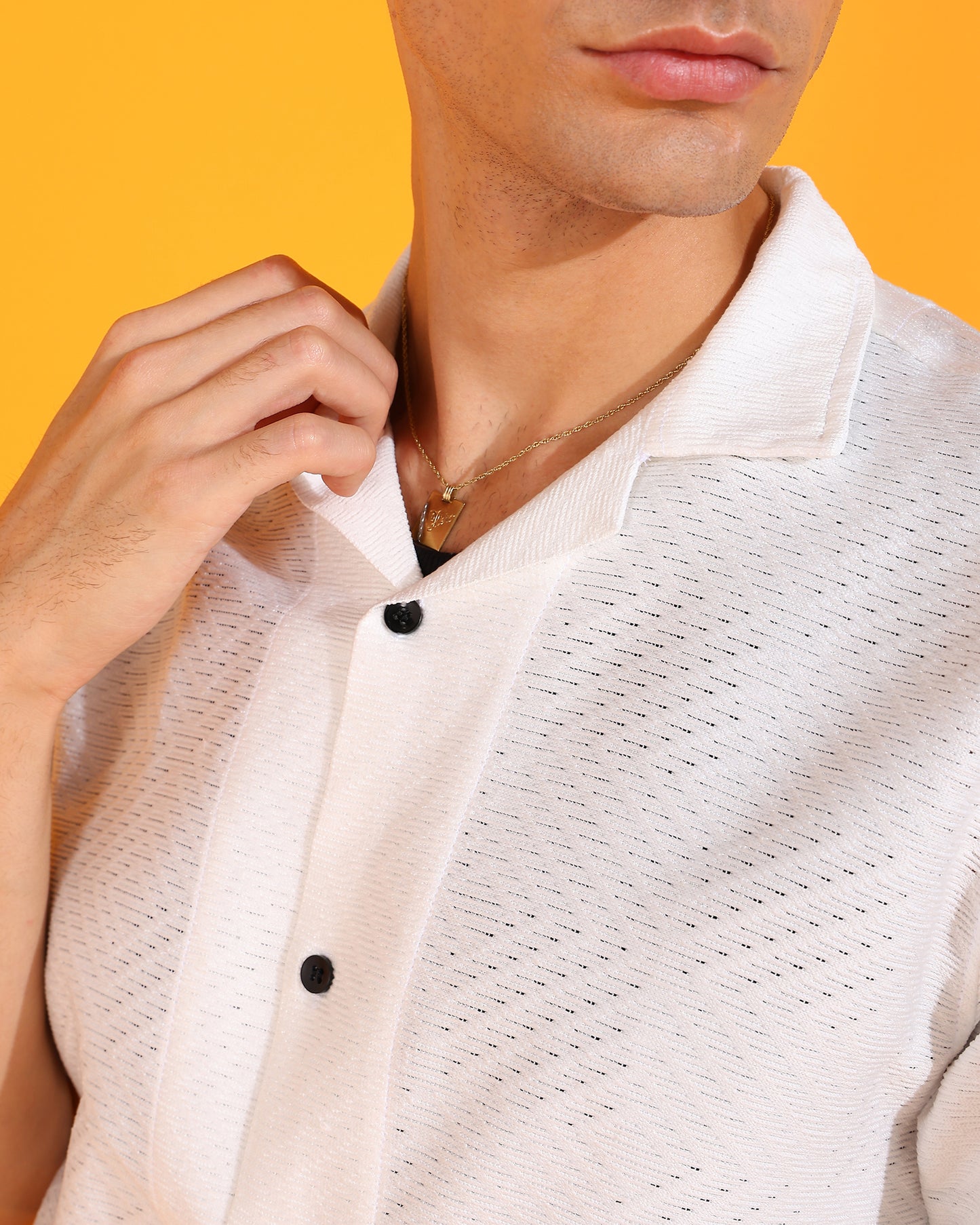 White Crochet Rhombus Shirt