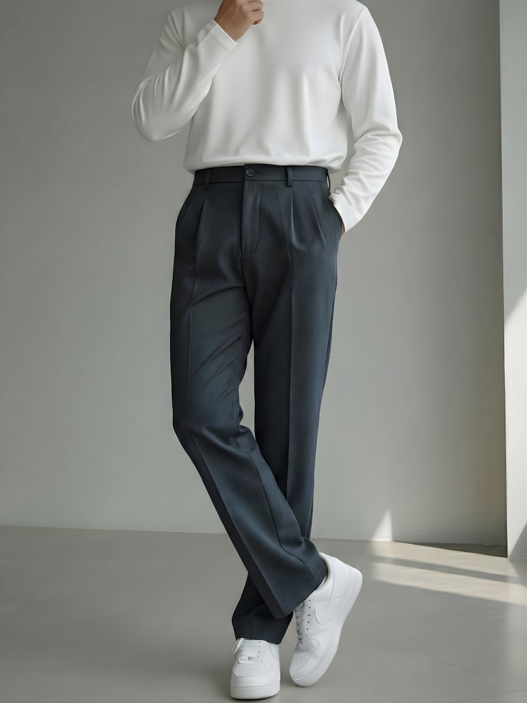 Men's Granite Grey Loose-Fit Korean Trouser