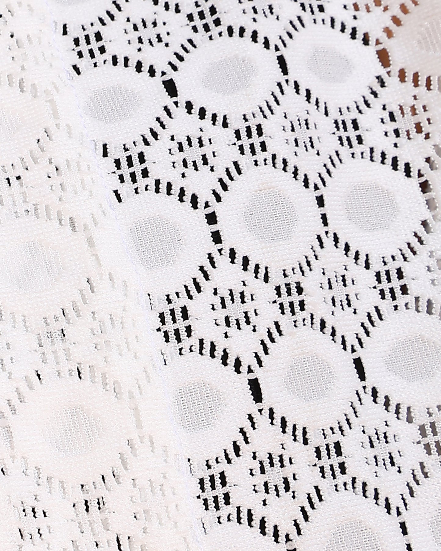 White Crochet Hexagon Pattern Shirt