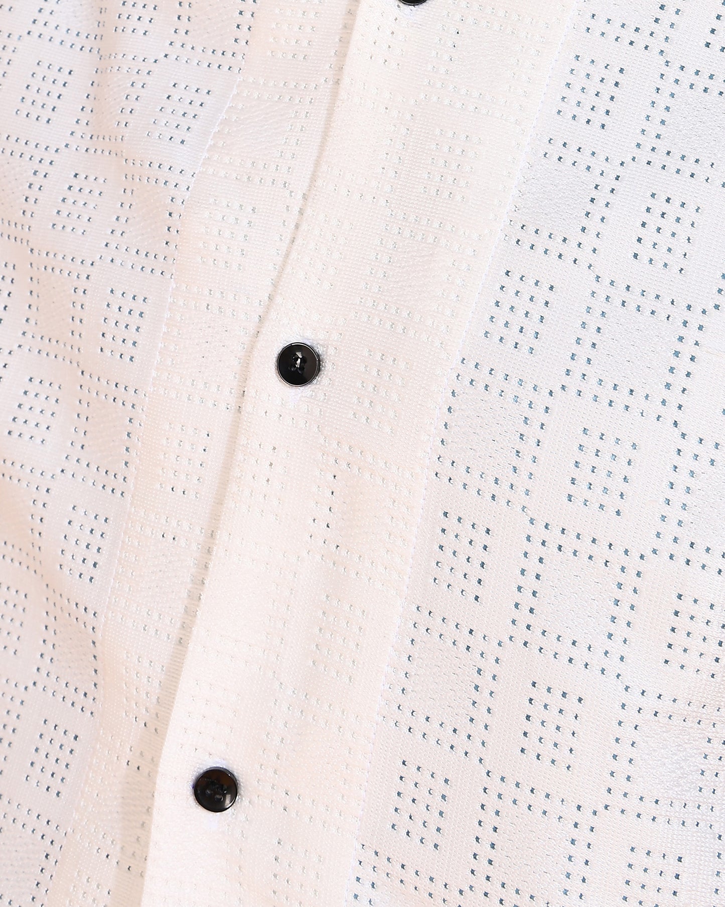 White Crochet Square Checks Pattern Shirt