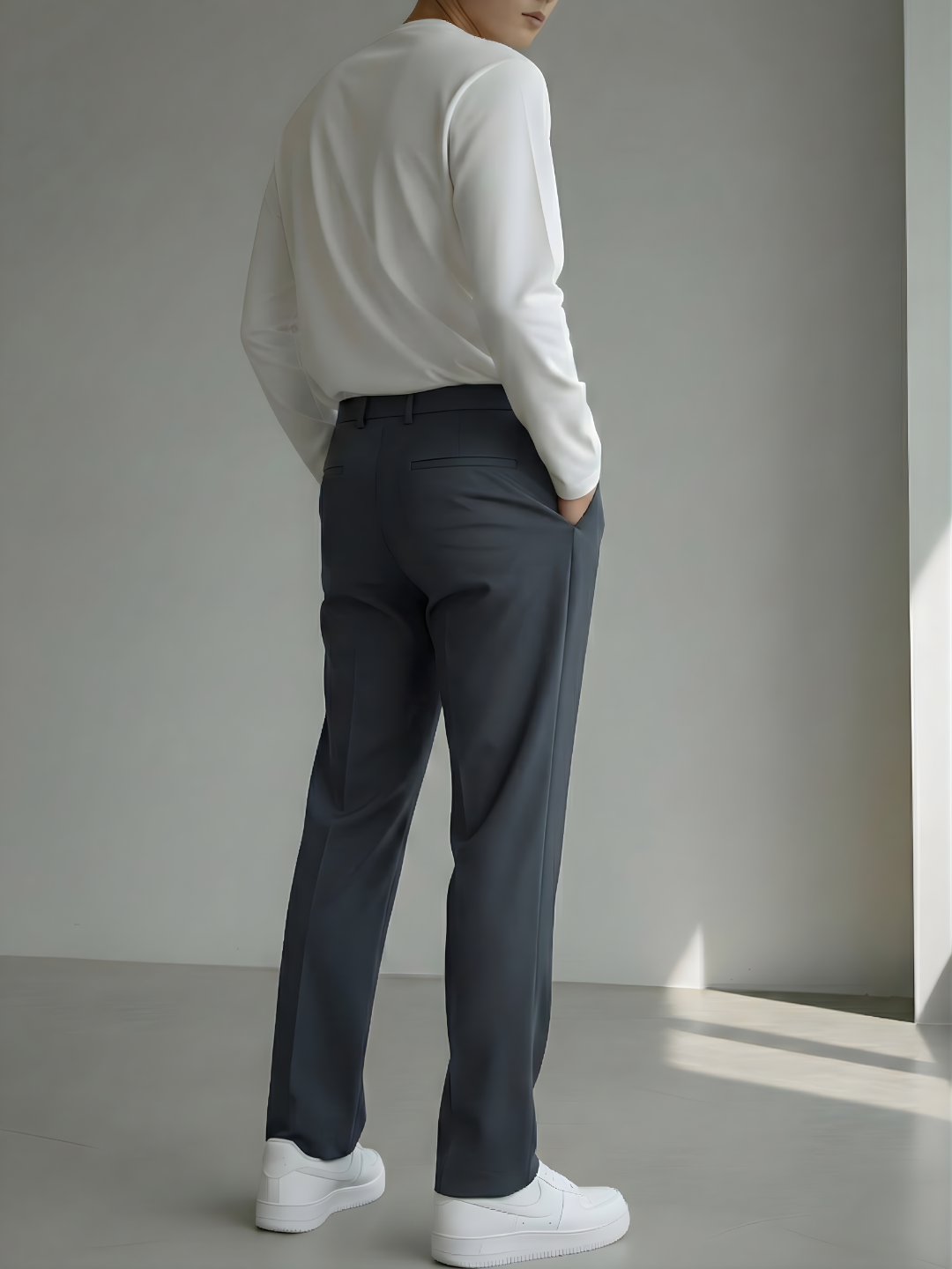 Men's Granite Grey Loose-Fit Korean Trouser