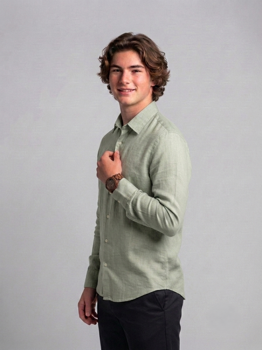 Men's Classic Poly-Linen Solid Shirt - Sage Green