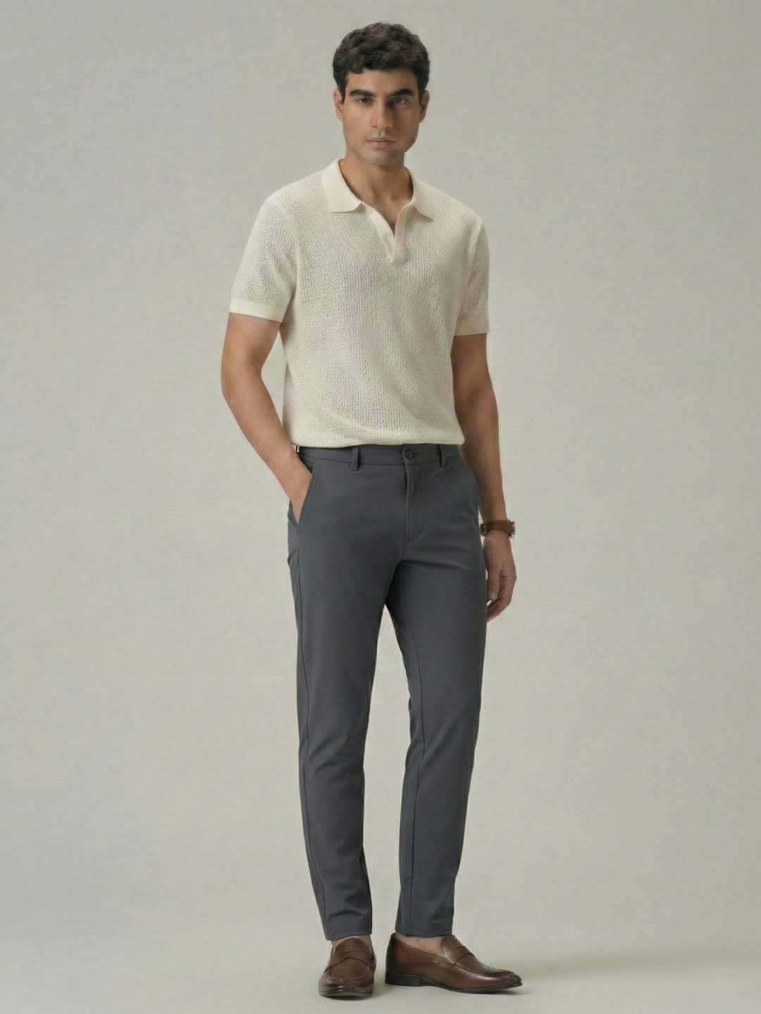 Men's Granite Grey Smart Casual Trousers