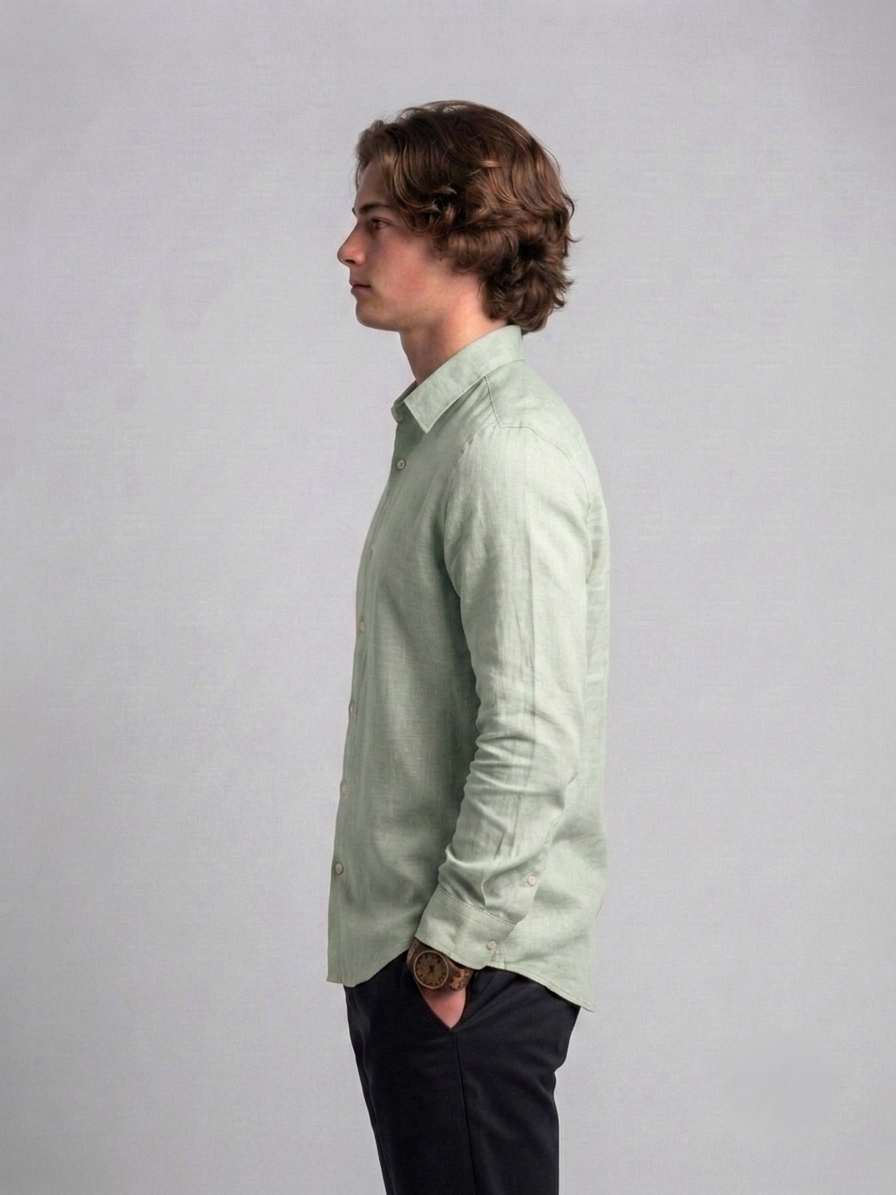 Men's Classic Poly-Linen Solid Shirt - Sage Green