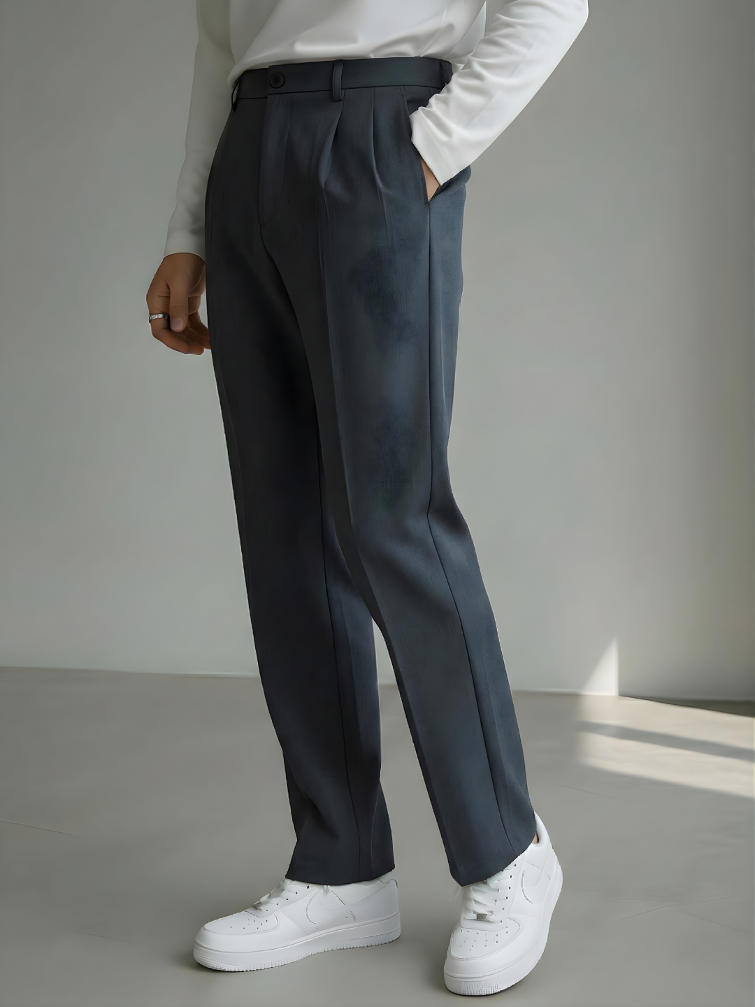 Men's Granite Grey Loose-Fit Korean Trouser