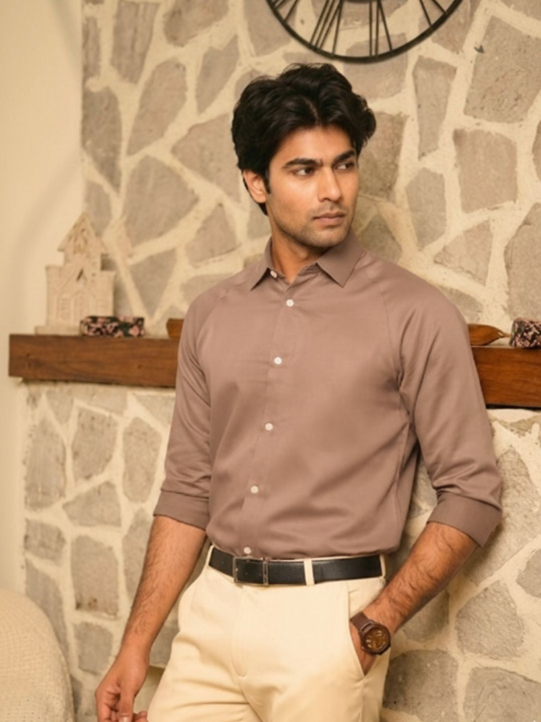 Men's Dusty Rose Modern Luxe Shirt: Raglan Cut & Silky Soft Texture