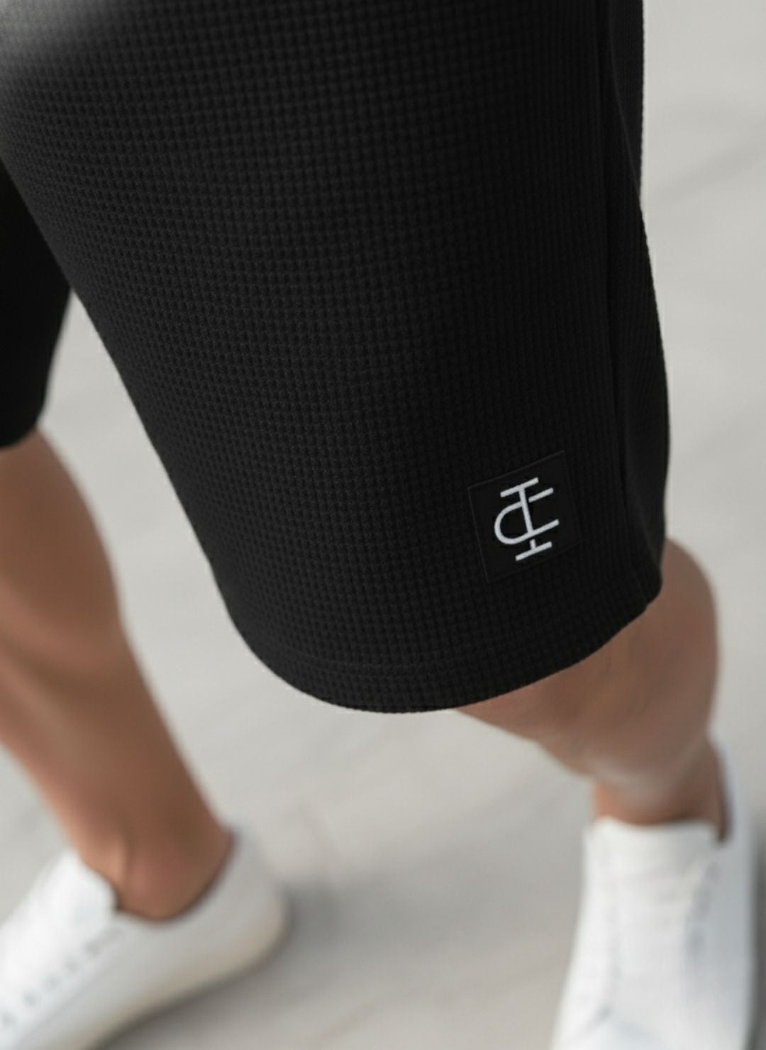 Men's Jet Black Premium Waffle Knit Shorts