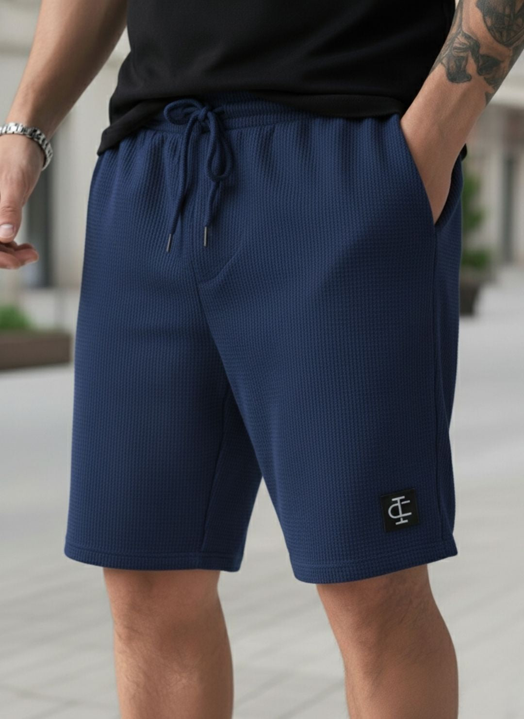 Men's Royal Blue Premium Waffle Knit Shorts