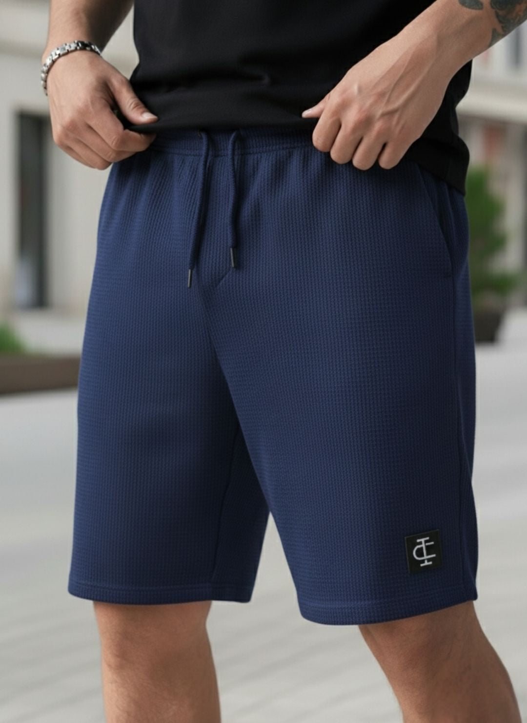 Men's Royal Blue Premium Waffle Knit Shorts
