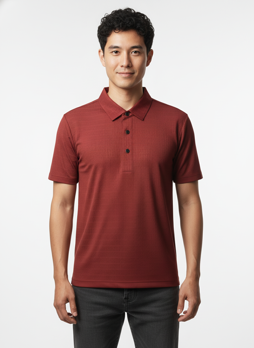 Men's Brick Red Stitchless Tech-Stretch Polo T-Shirt