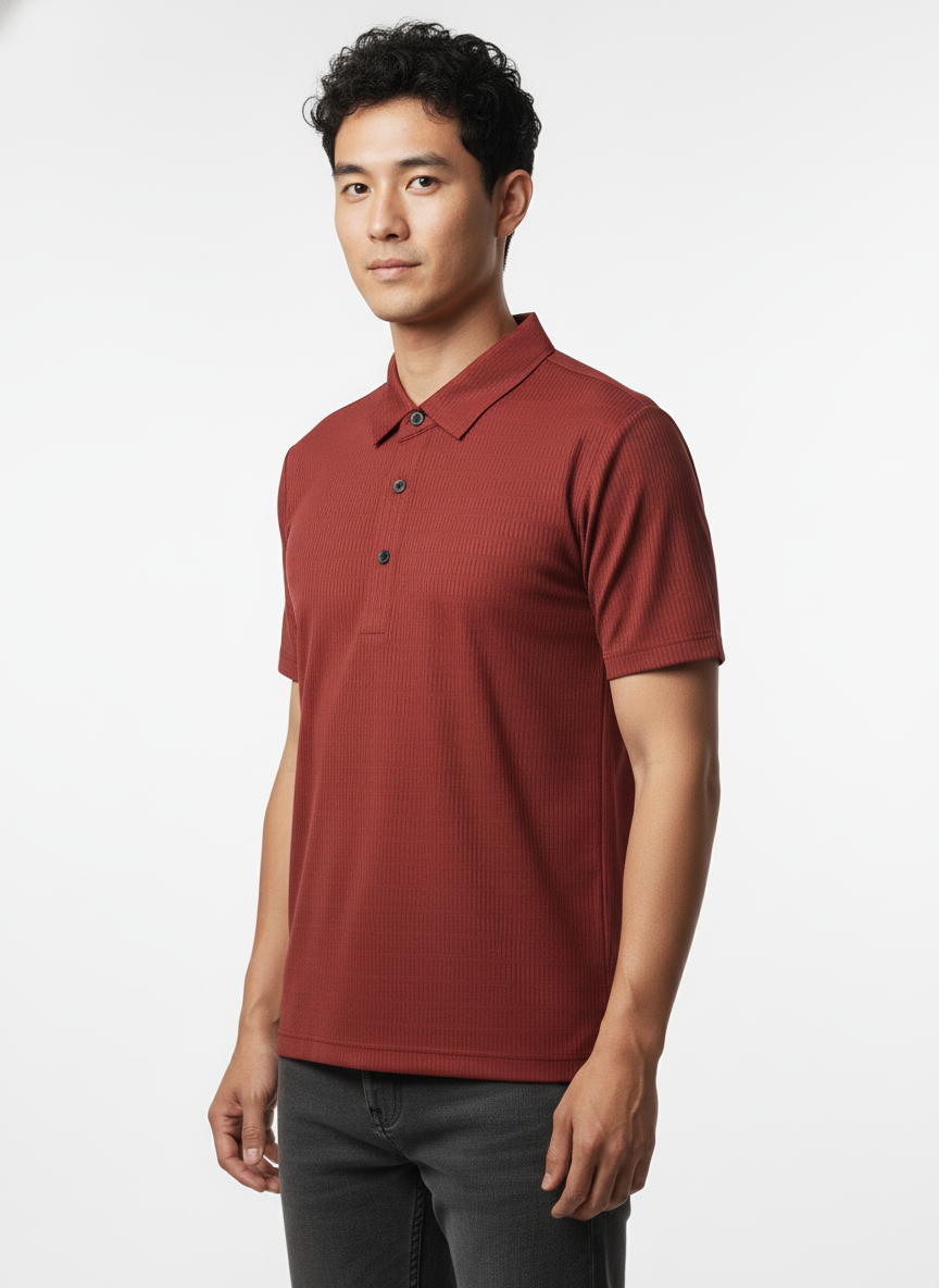 Men's Brick Red Stitchless Tech-Stretch Polo T-Shirt