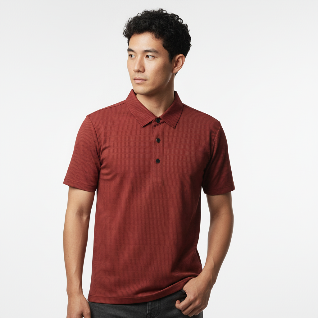 Men's Brick Red Stitchless Tech-Stretch Polo T-Shirt