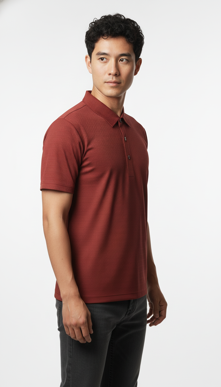 Men's Brick Red Stitchless Tech-Stretch Polo T-Shirt