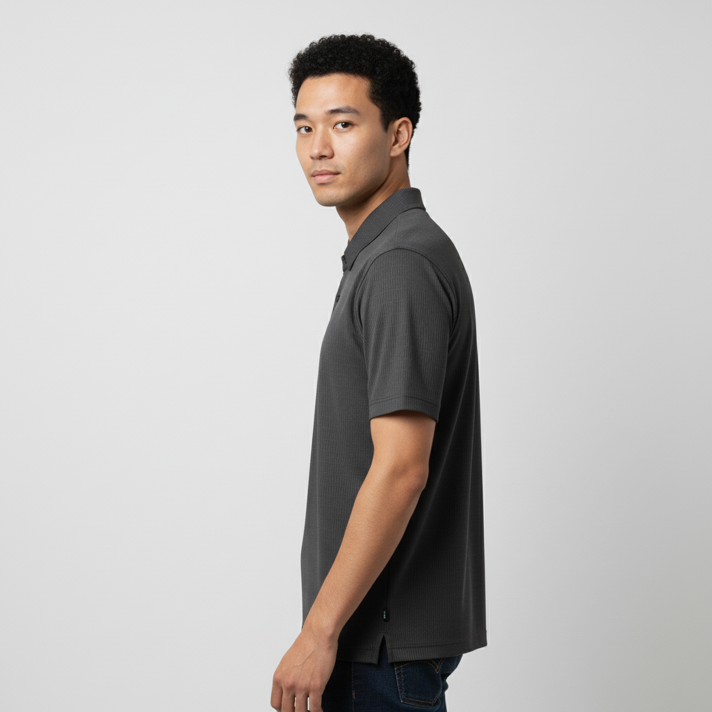 Men's Charcoal Grey Stitchless Tech-Stretch Polo T-Shirt