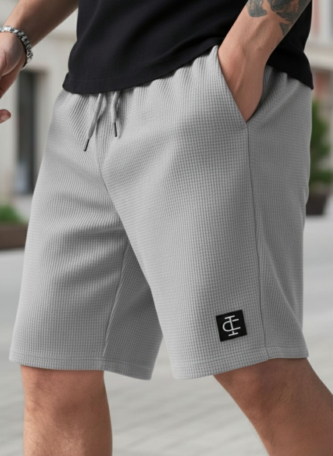 Men's Dark Grey Premium Waffle Knit Shorts