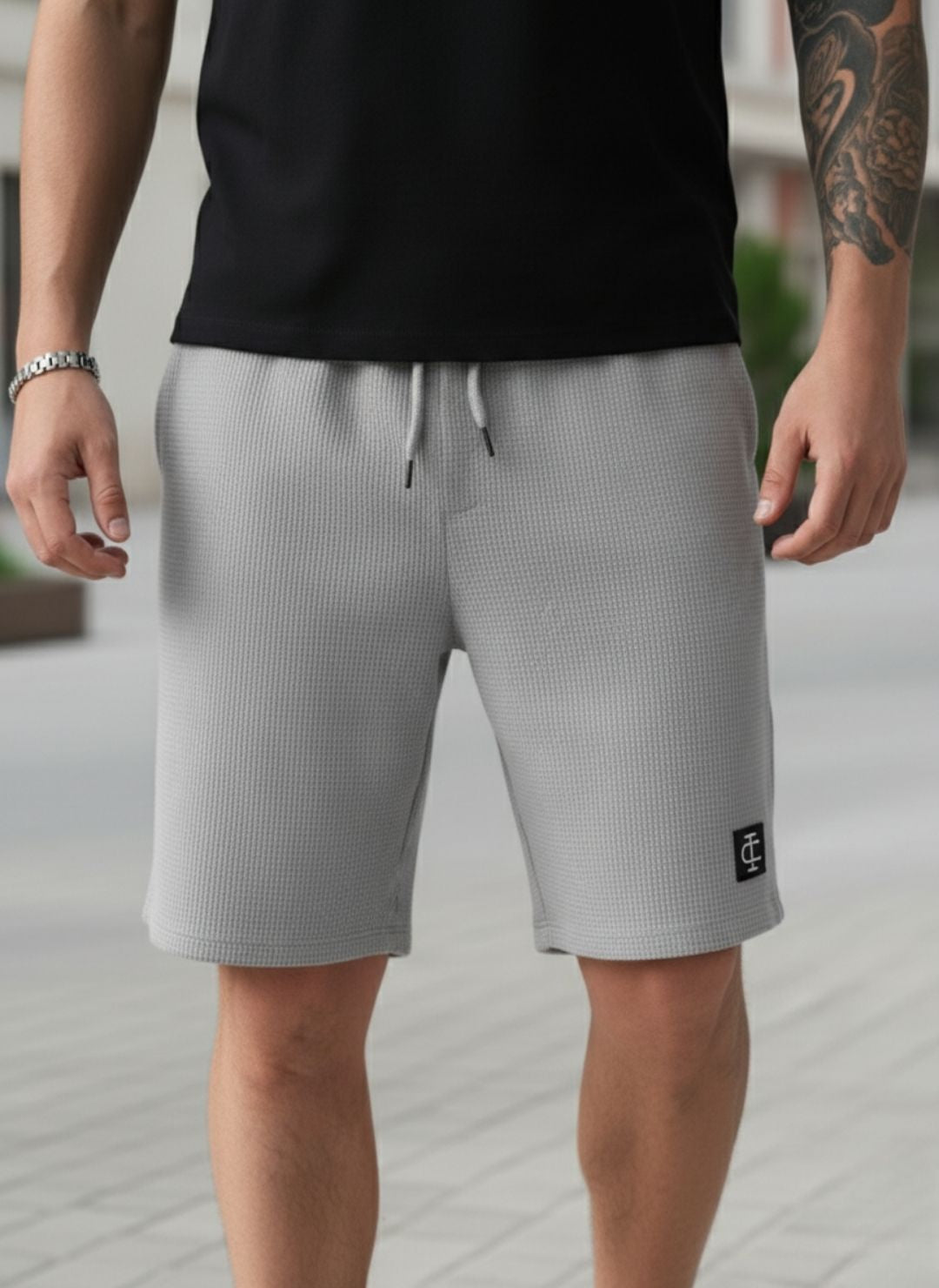 Men's Dark Grey Premium Waffle Knit Shorts