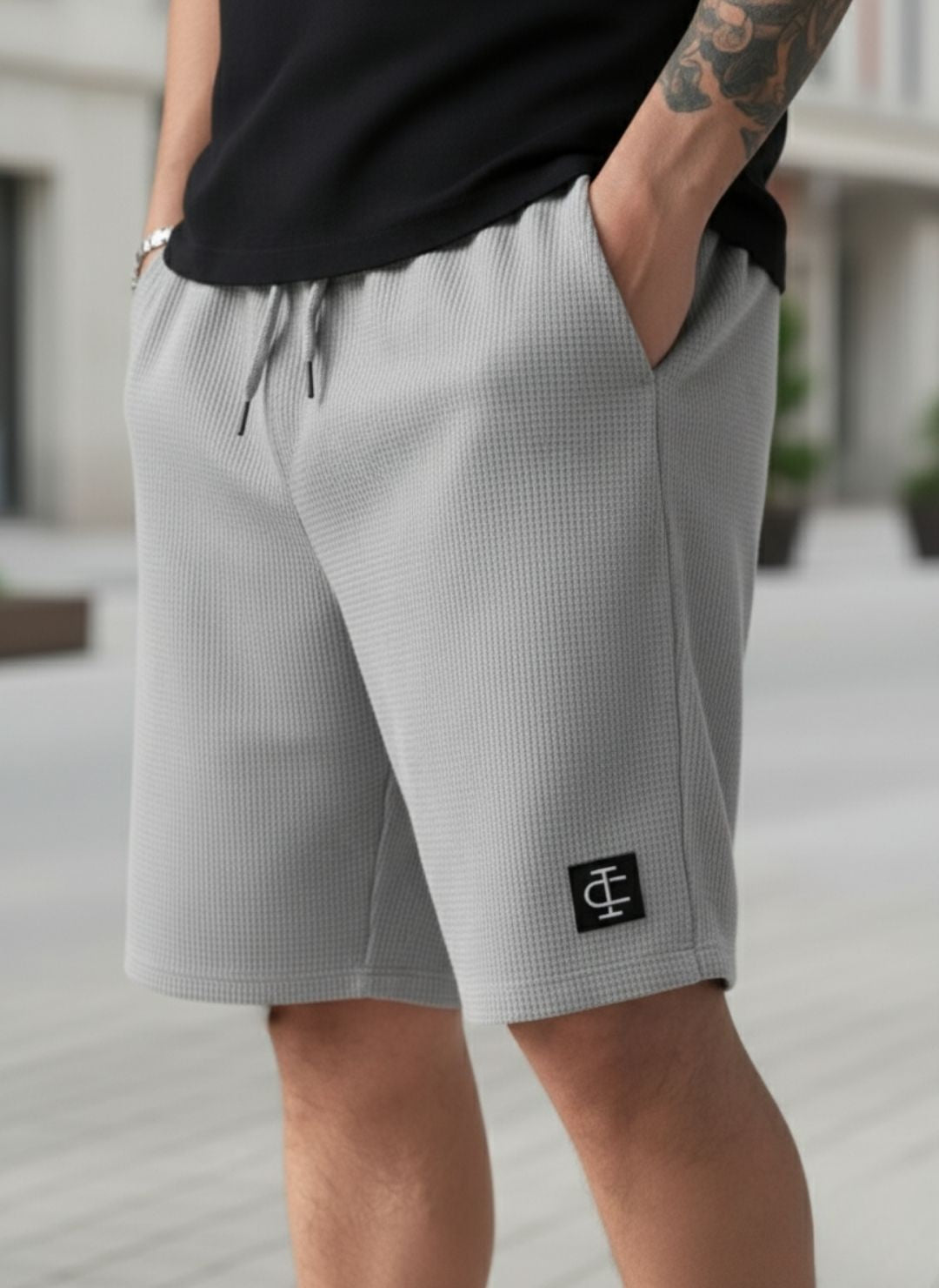 Men's Dark Grey Premium Waffle Knit Shorts