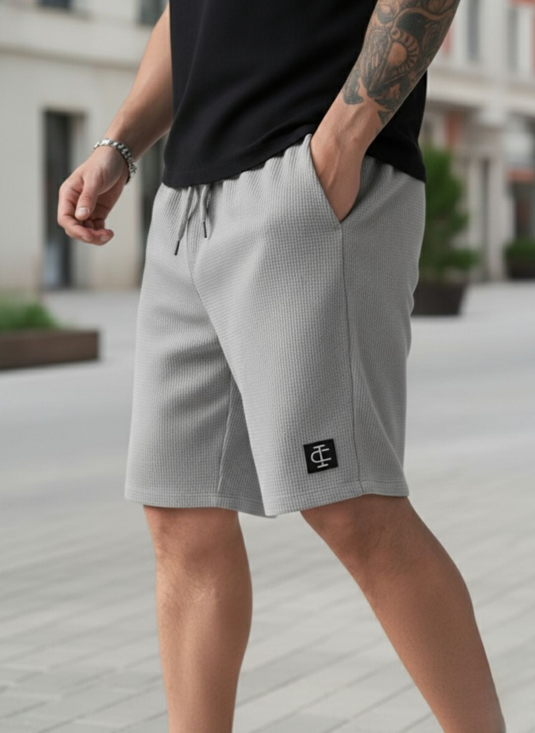 Men's Dark Grey Premium Waffle Knit Shorts