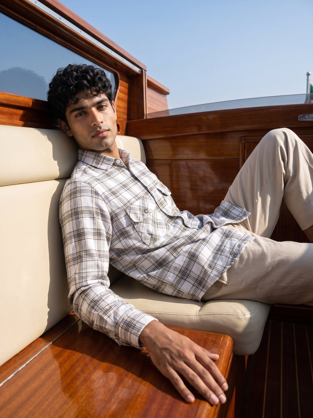 Men's White Premium Checked Casual Shirt