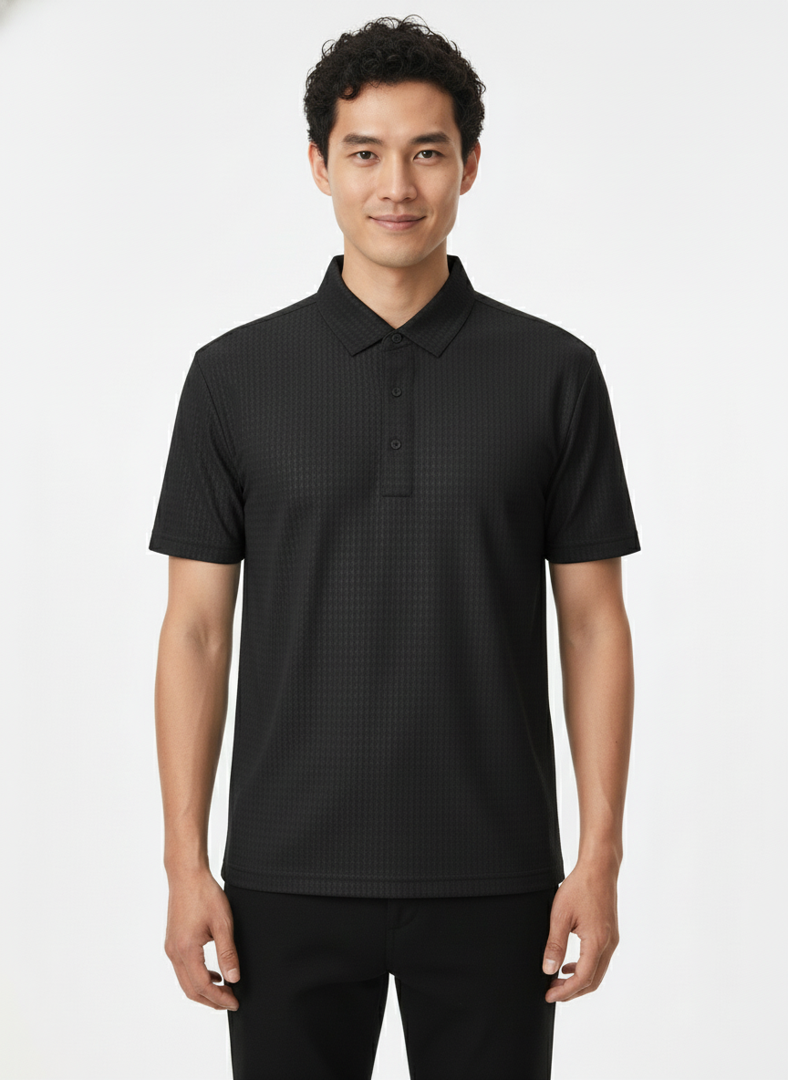 Men's Jet Black Ultra Smooth Stitchless Polo T-Shirt