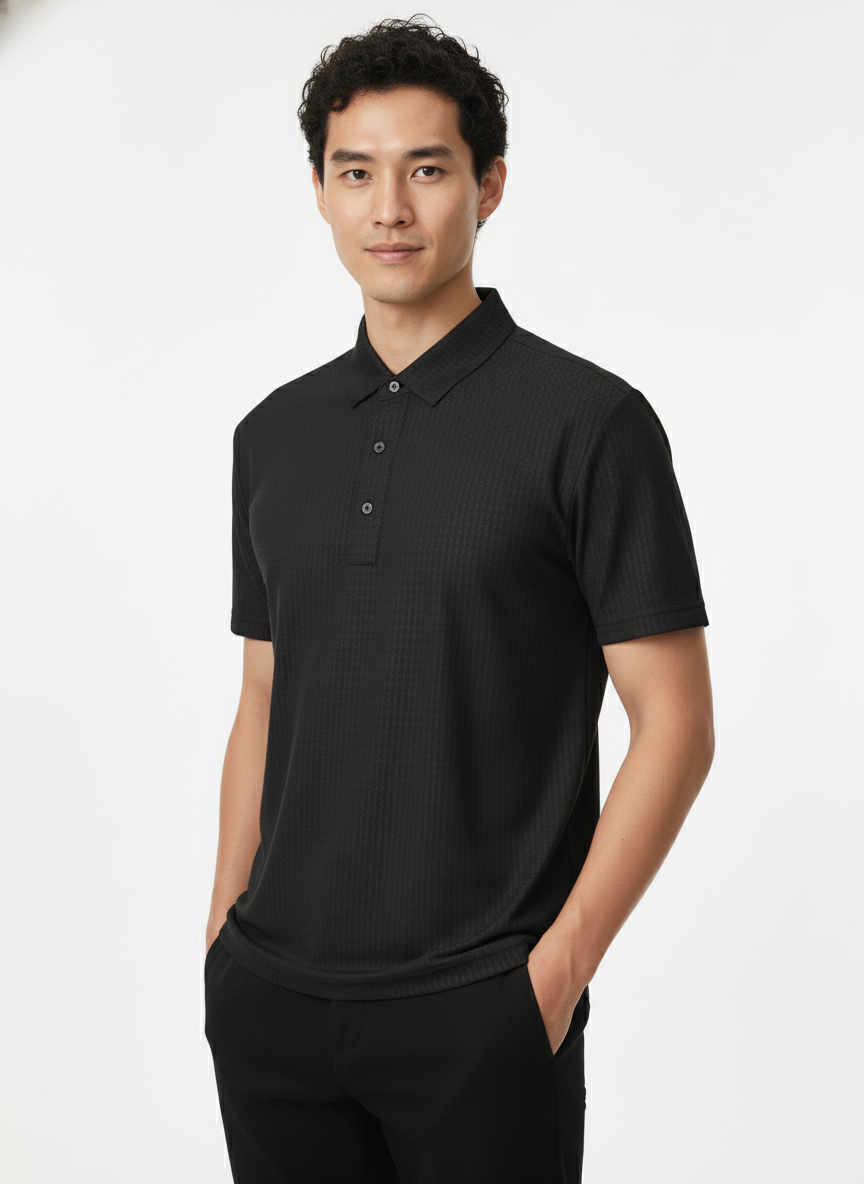 Men's Jet Black Ultra Smooth Stitchless Polo T-Shirt