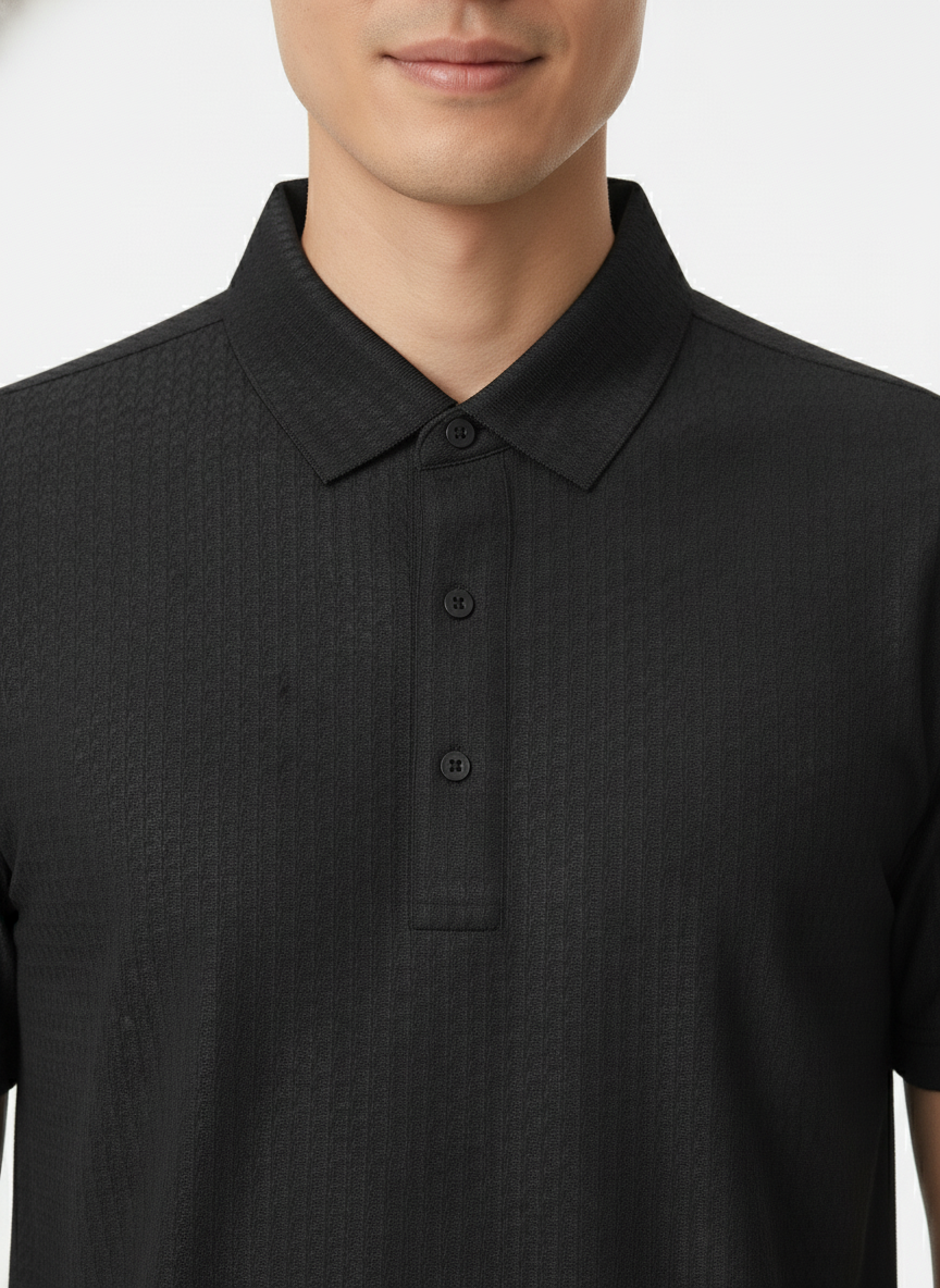 Men's Jet Black Ultra Smooth Stitchless Polo T-Shirt