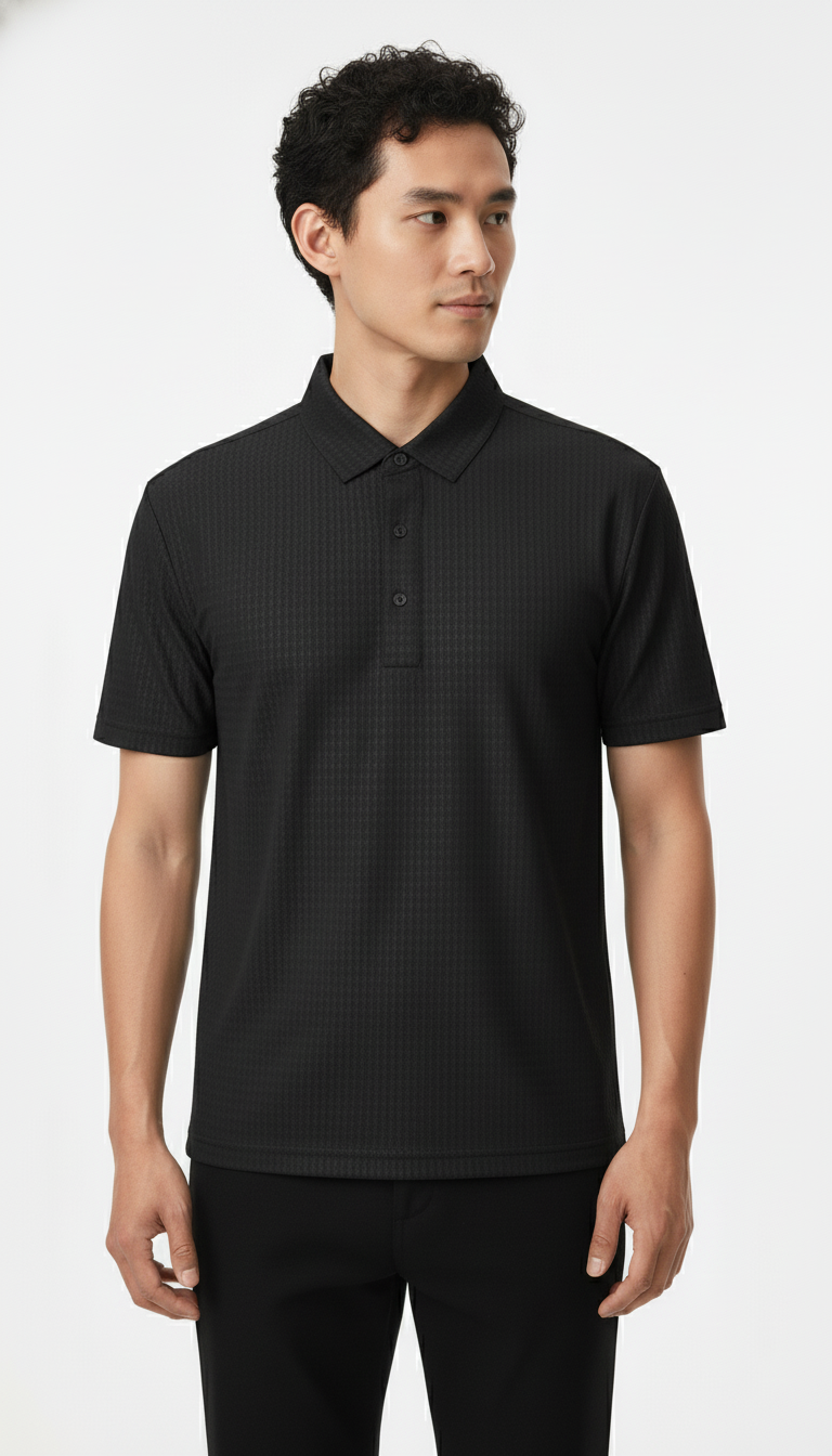 Men's Jet Black Ultra Smooth Stitchless Polo T-Shirt