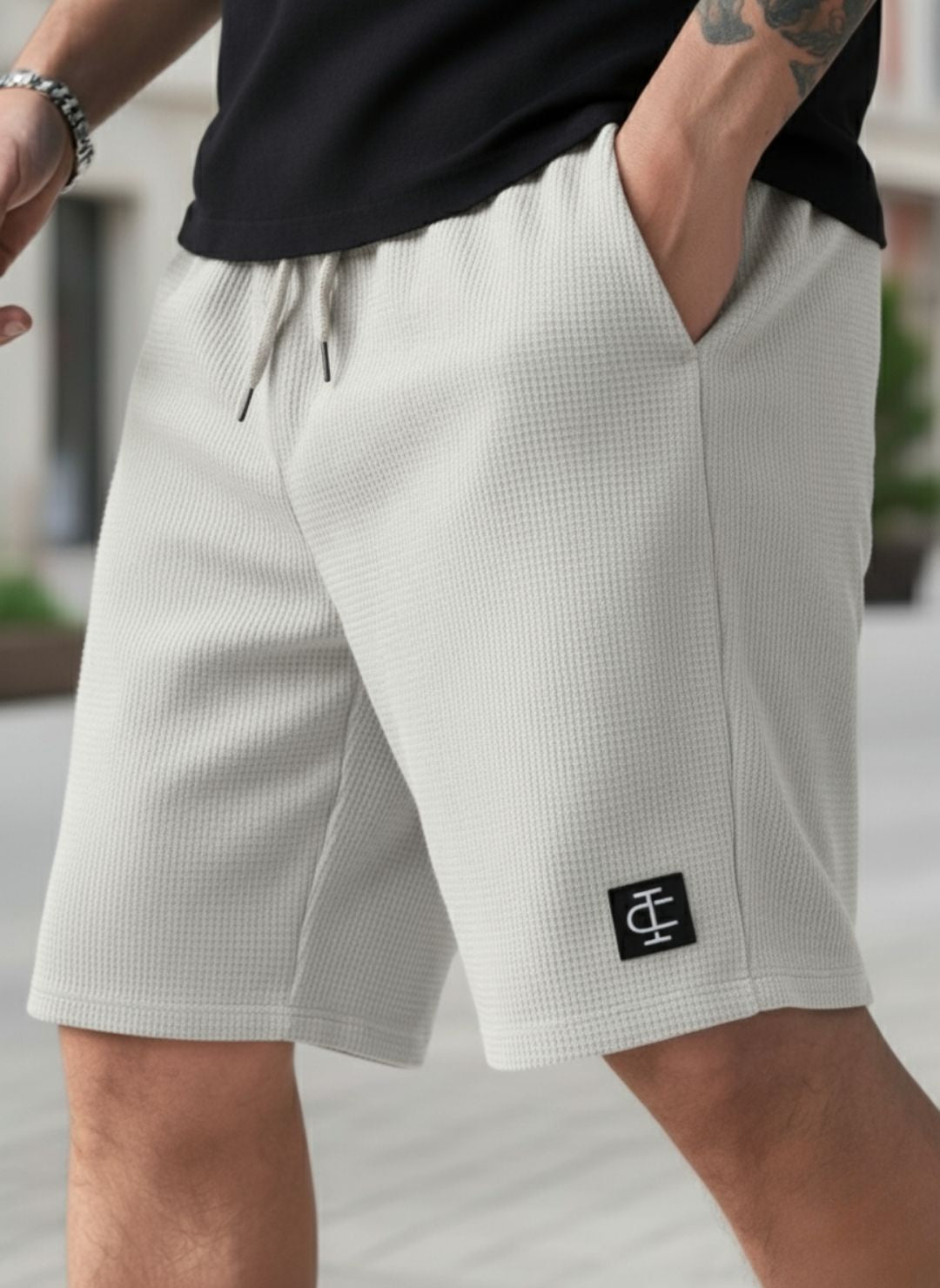 Men's Light Grey Premium Waffle Knit Shorts