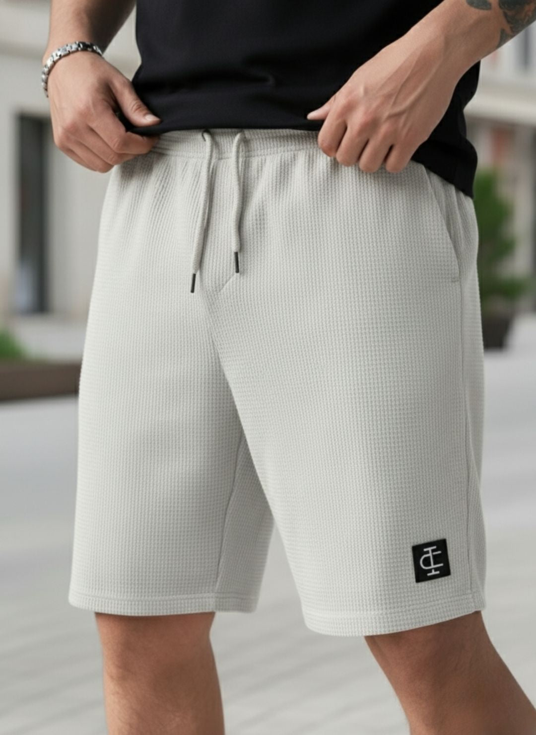 Men's Light Grey Premium Waffle Knit Shorts