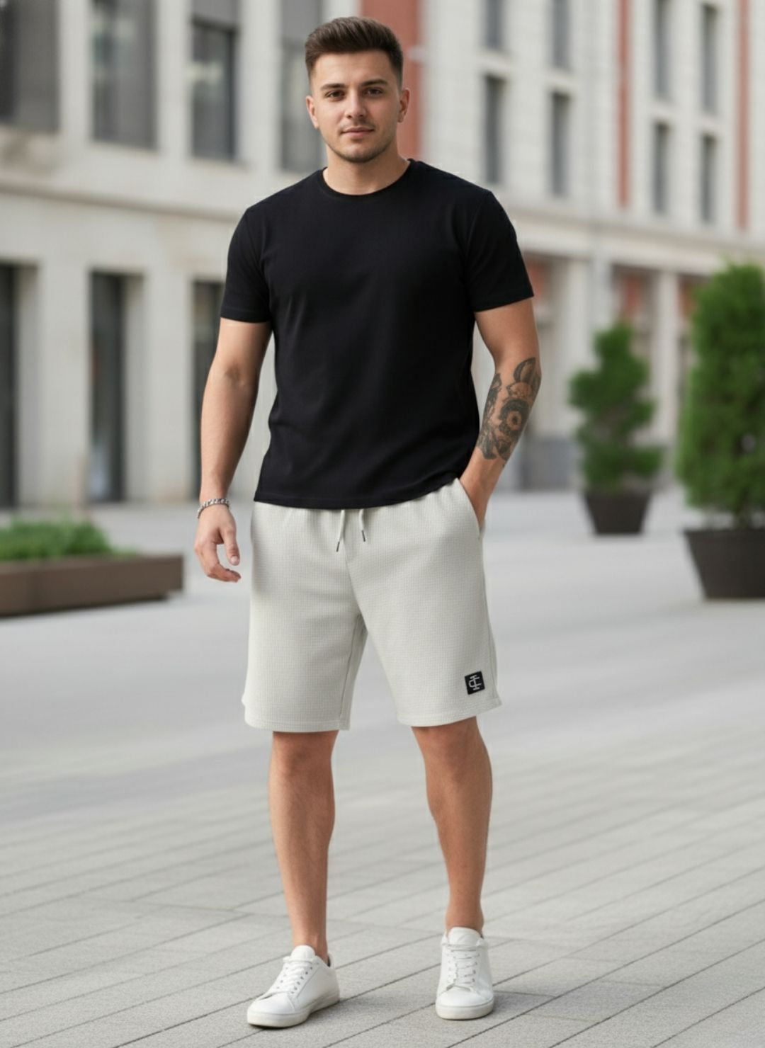 Men's Light Grey Premium Waffle Knit Shorts