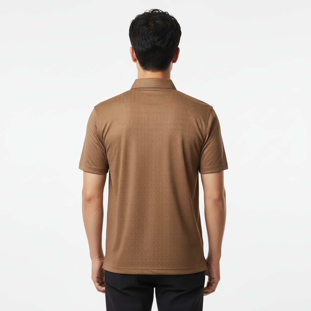 Men's Mocha Brown Stitchless Tech-Stretch Polo T-Shirt
