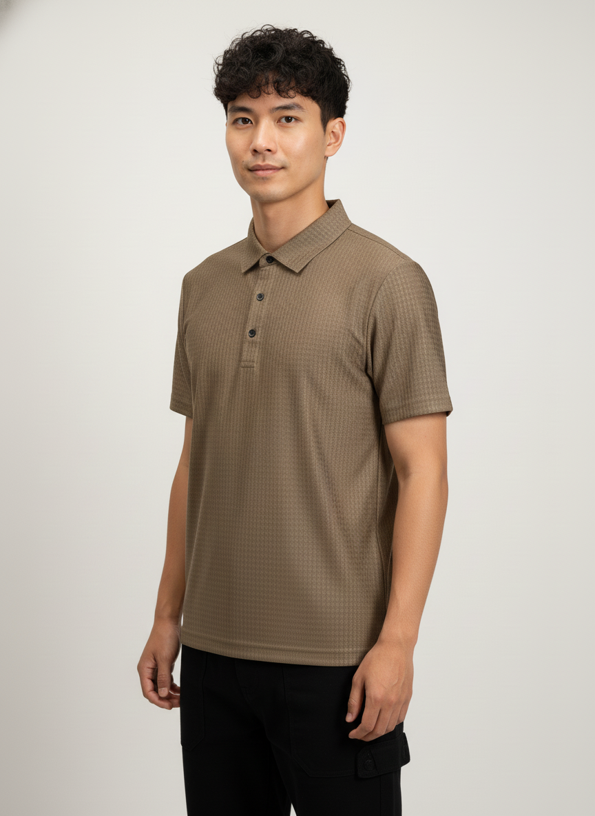 Men's Mocha Brown Ultra Smooth Stitchless Polo T-Shirt