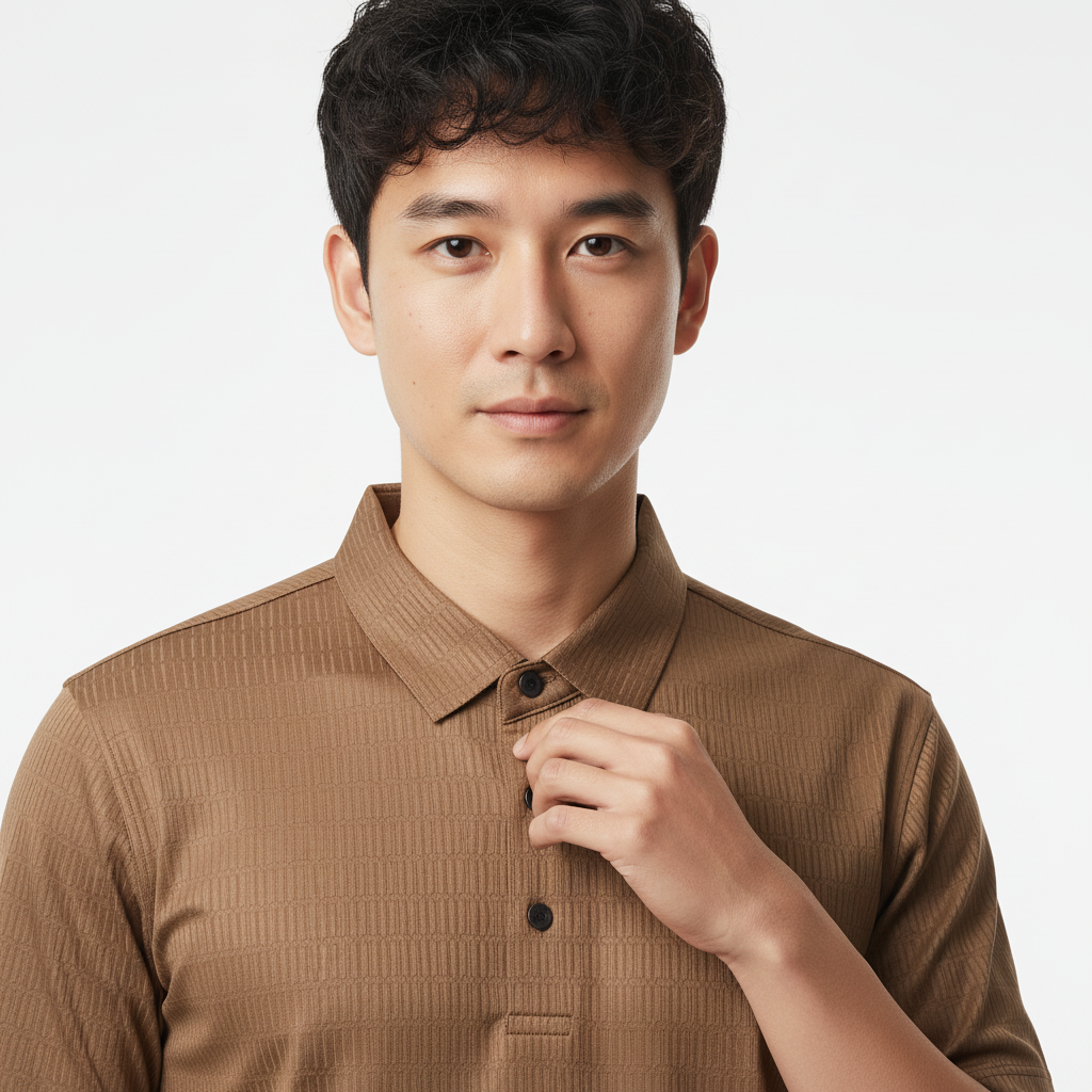 Men's Mocha Brown Stitchless Tech-Stretch Polo T-Shirt