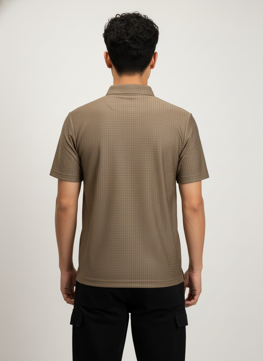 Men's Mocha Brown Ultra Smooth Stitchless Polo T-Shirt