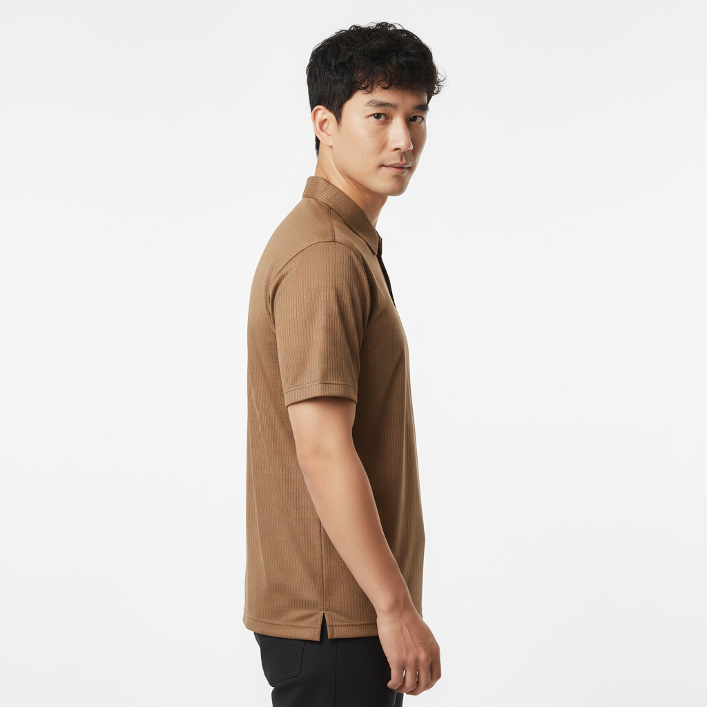 Men's Mocha Brown Stitchless Tech-Stretch Polo T-Shirt