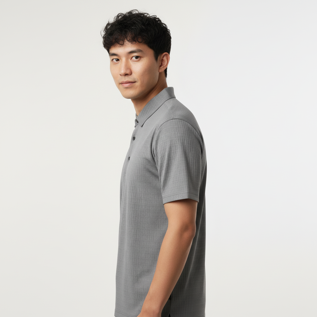 Men's Silver Grey Stitchless Tech-Stretch Polo T-Shirt