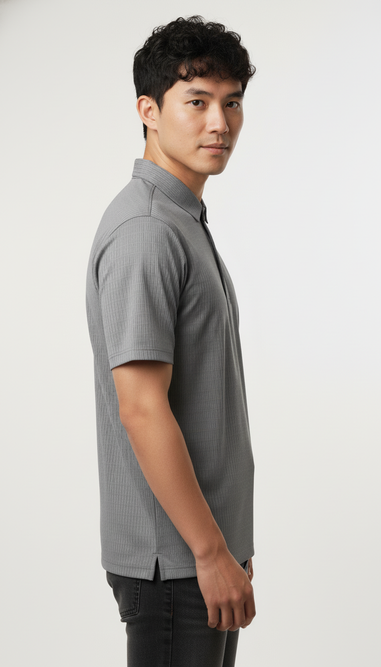 Men's Silver Grey Stitchless Tech-Stretch Polo T-Shirt