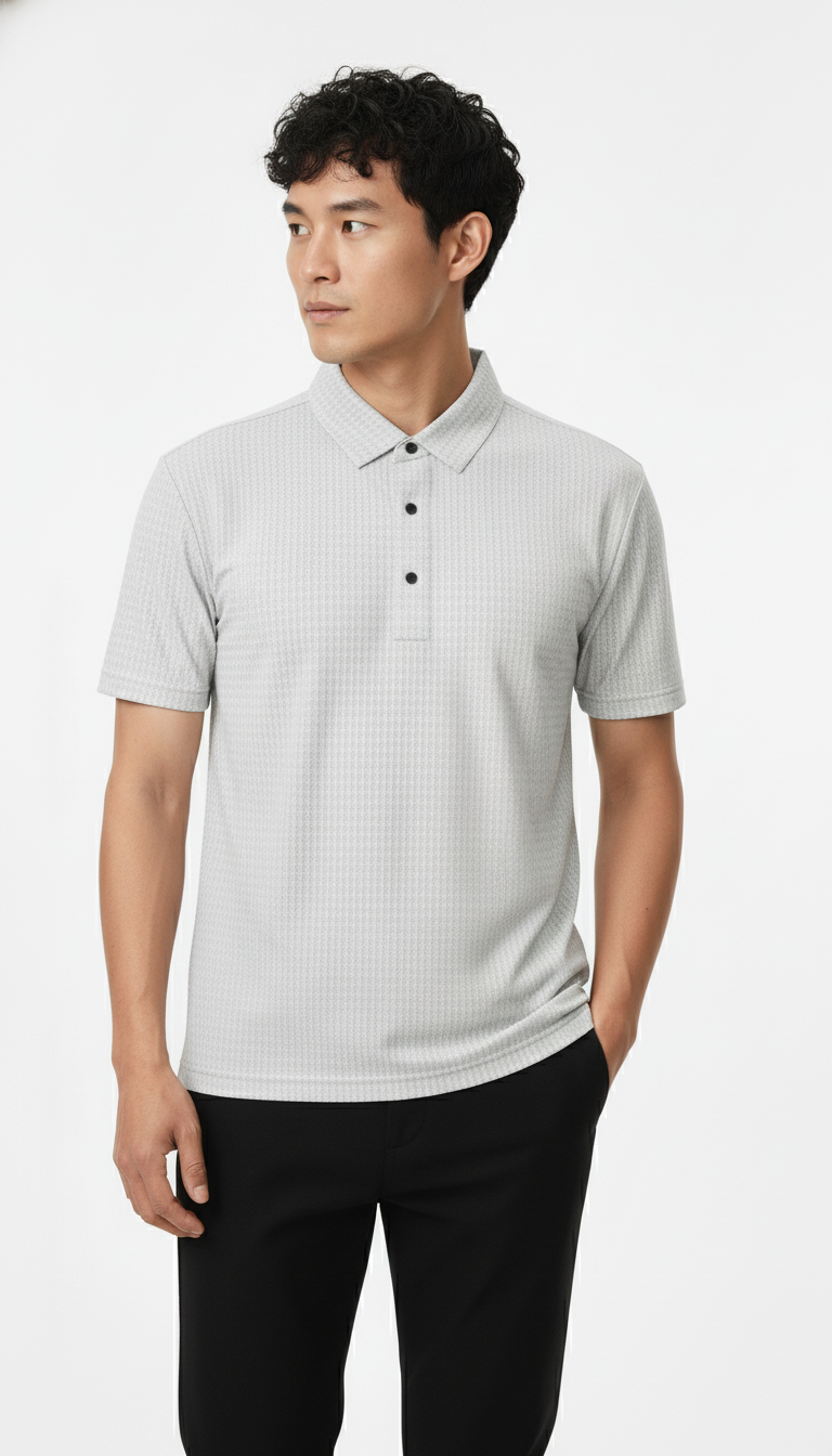 Men's Silver Grey Ultra Smooth Stitchless Polo T-Shirt