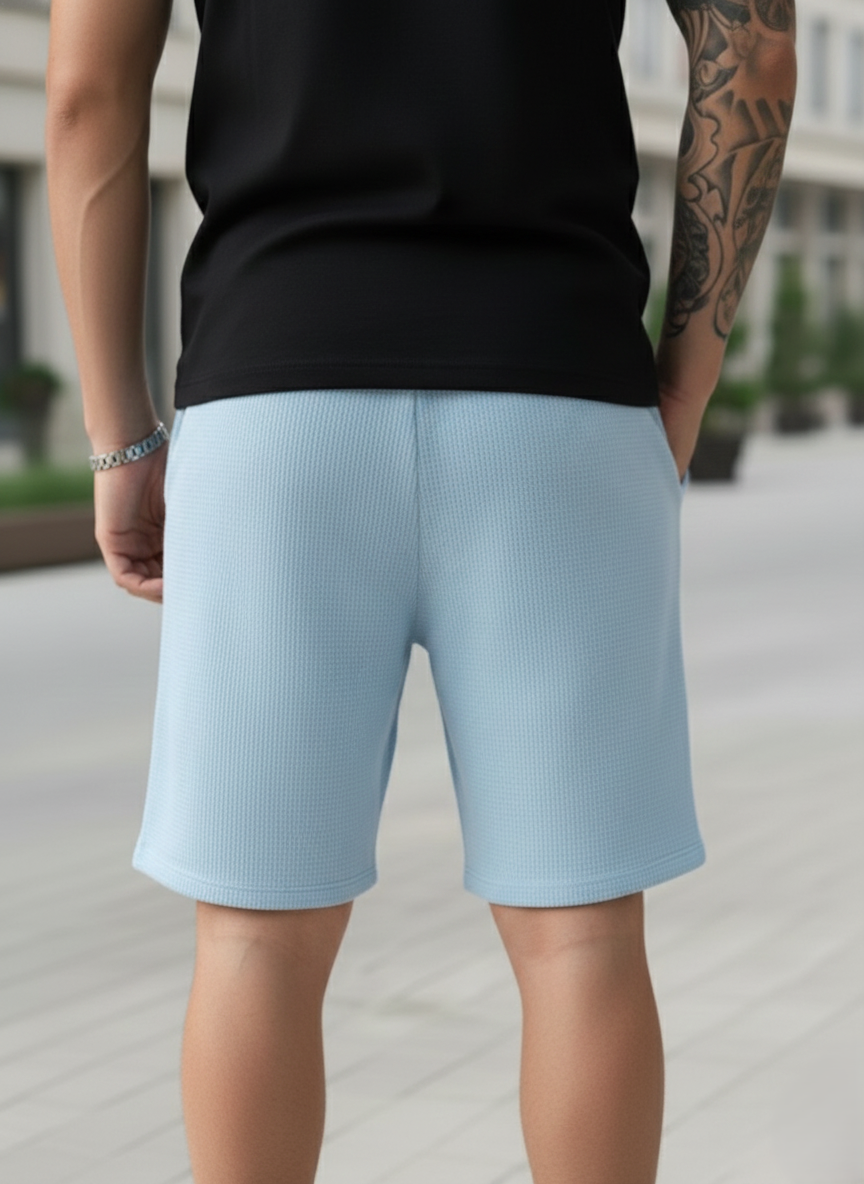 Men's Sky Blue Premium Waffle Knit Shorts