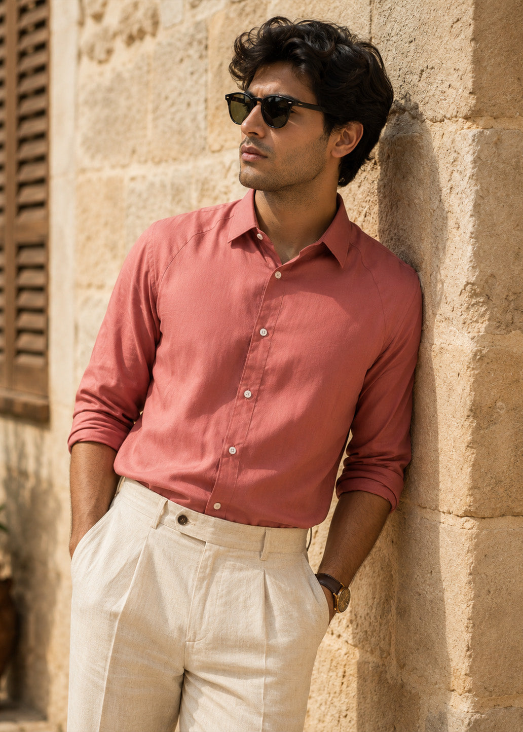 Men's Muted Mauve Modern Luxe Shirt: Raglan Cut & Silky Soft Texture