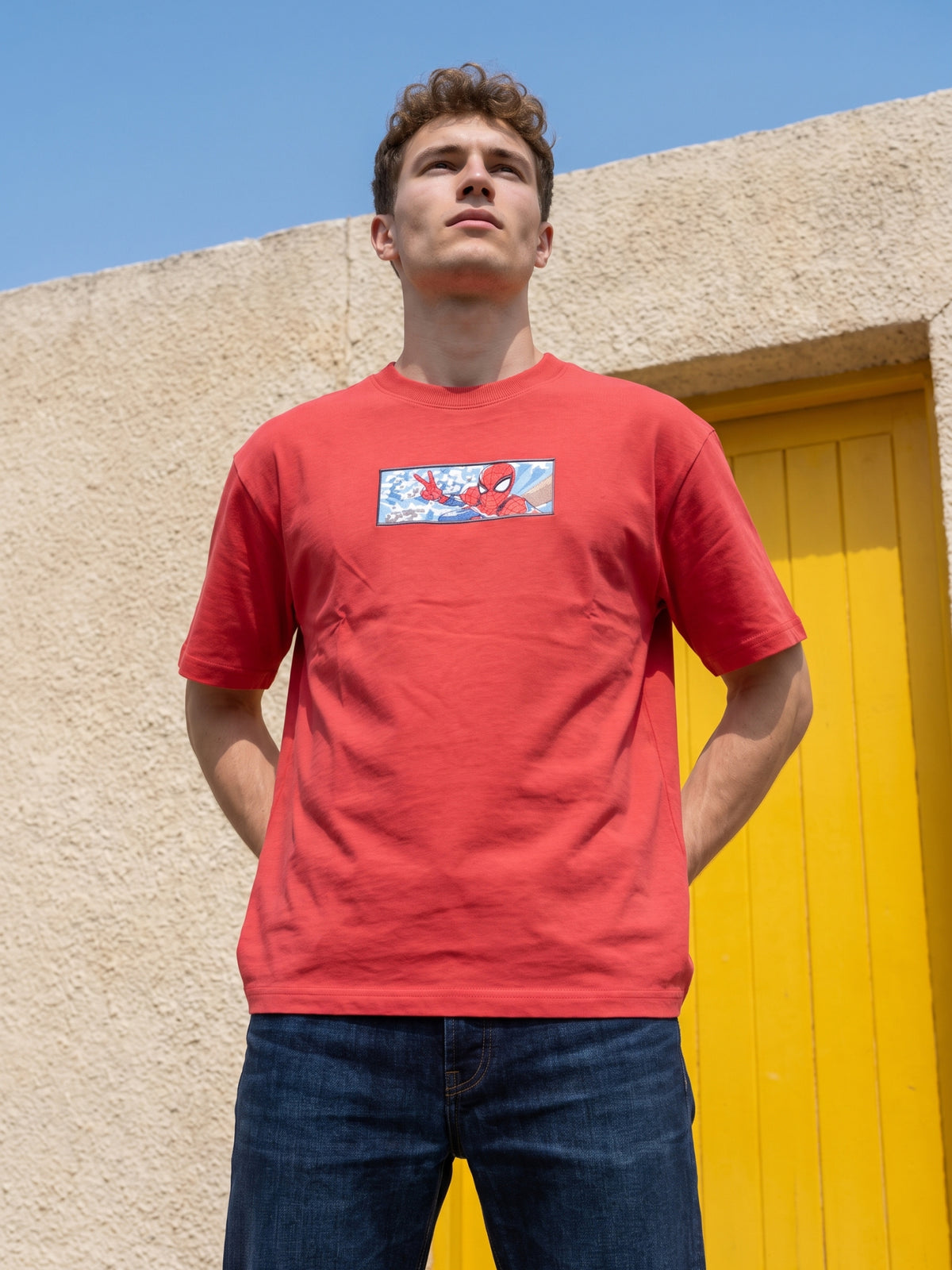 Men’s Premium Graphic Patch Oversized T-Shirt - Red