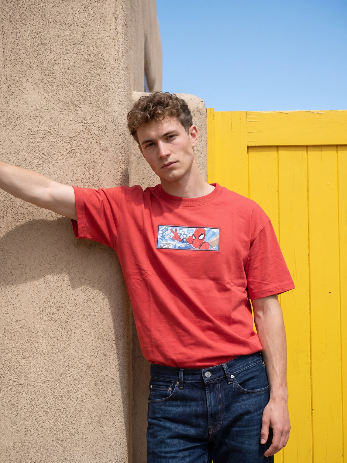 Men’s Premium Graphic Patch Oversized T-Shirt - Red