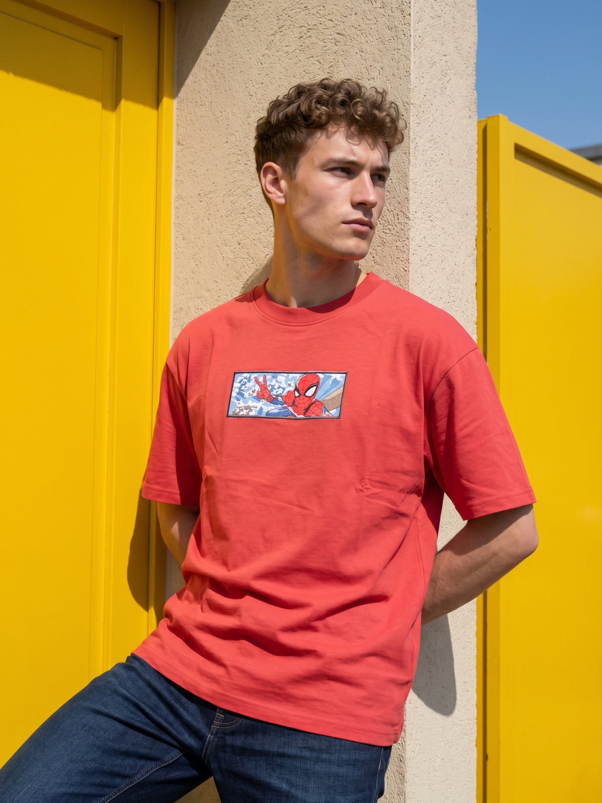 Men’s Premium Graphic Patch Oversized T-Shirt - Red