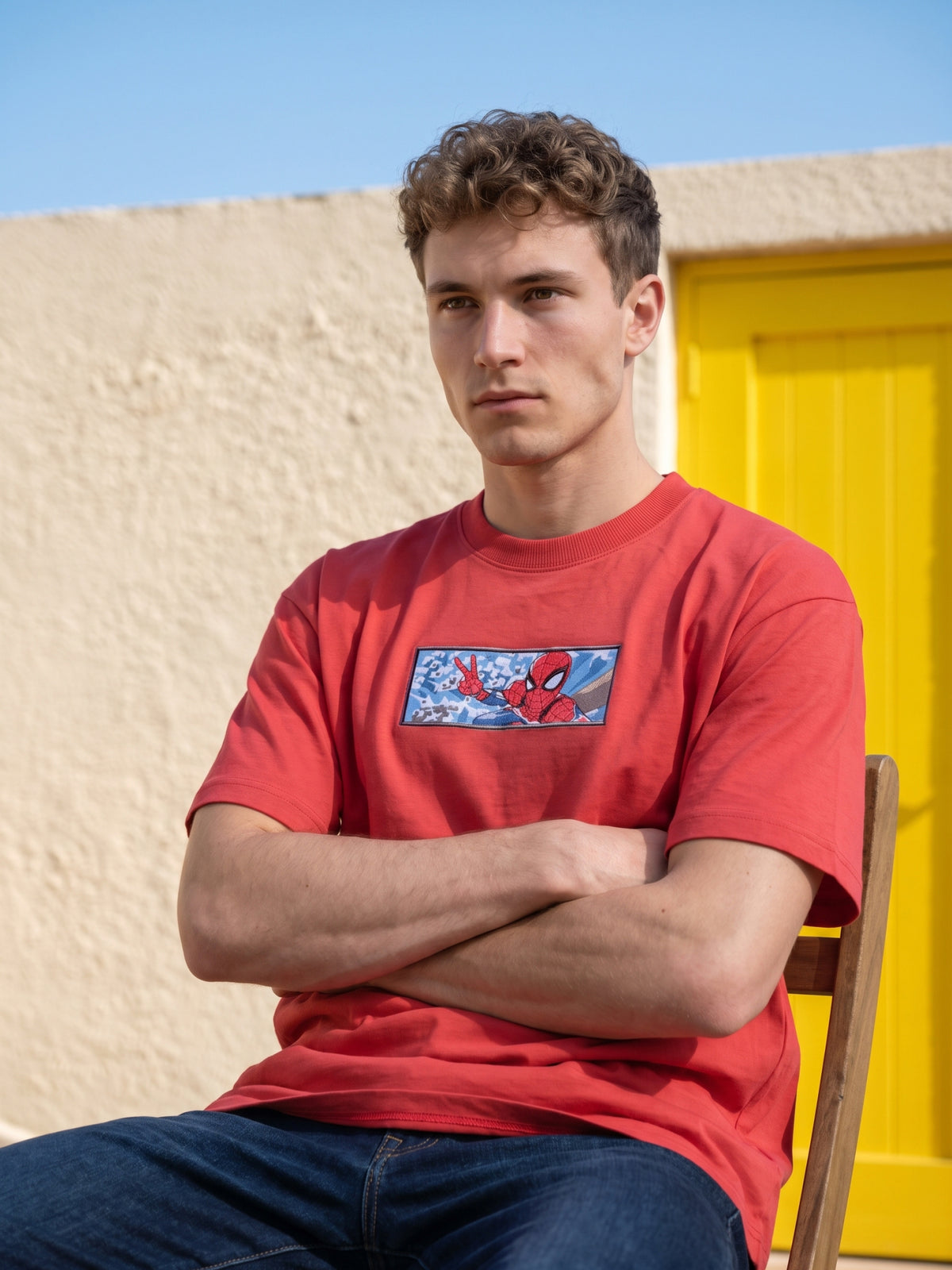 Men’s Premium Graphic Patch Oversized T-Shirt - Red