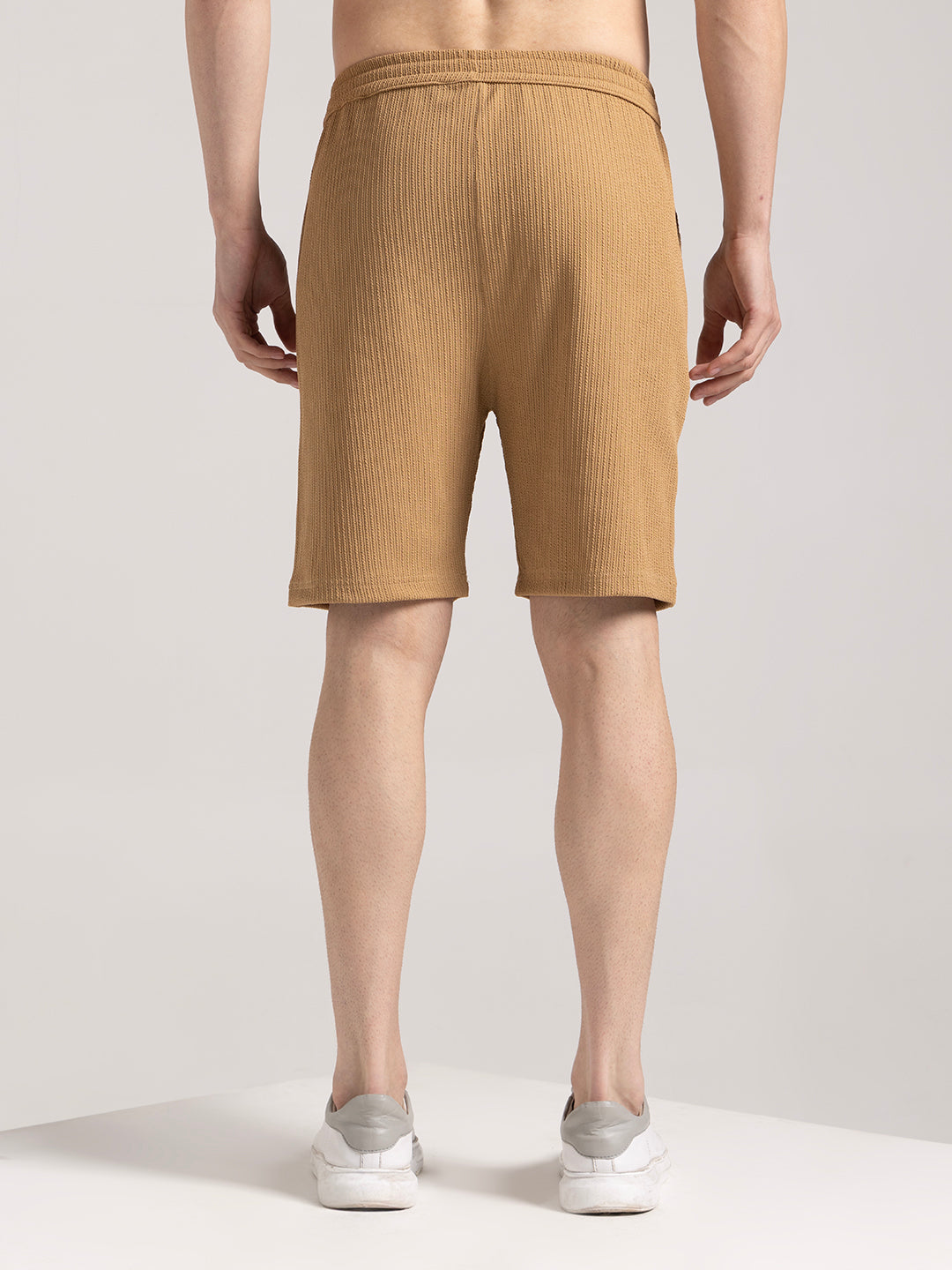 Men's Pale Begie Ribbed Shorts