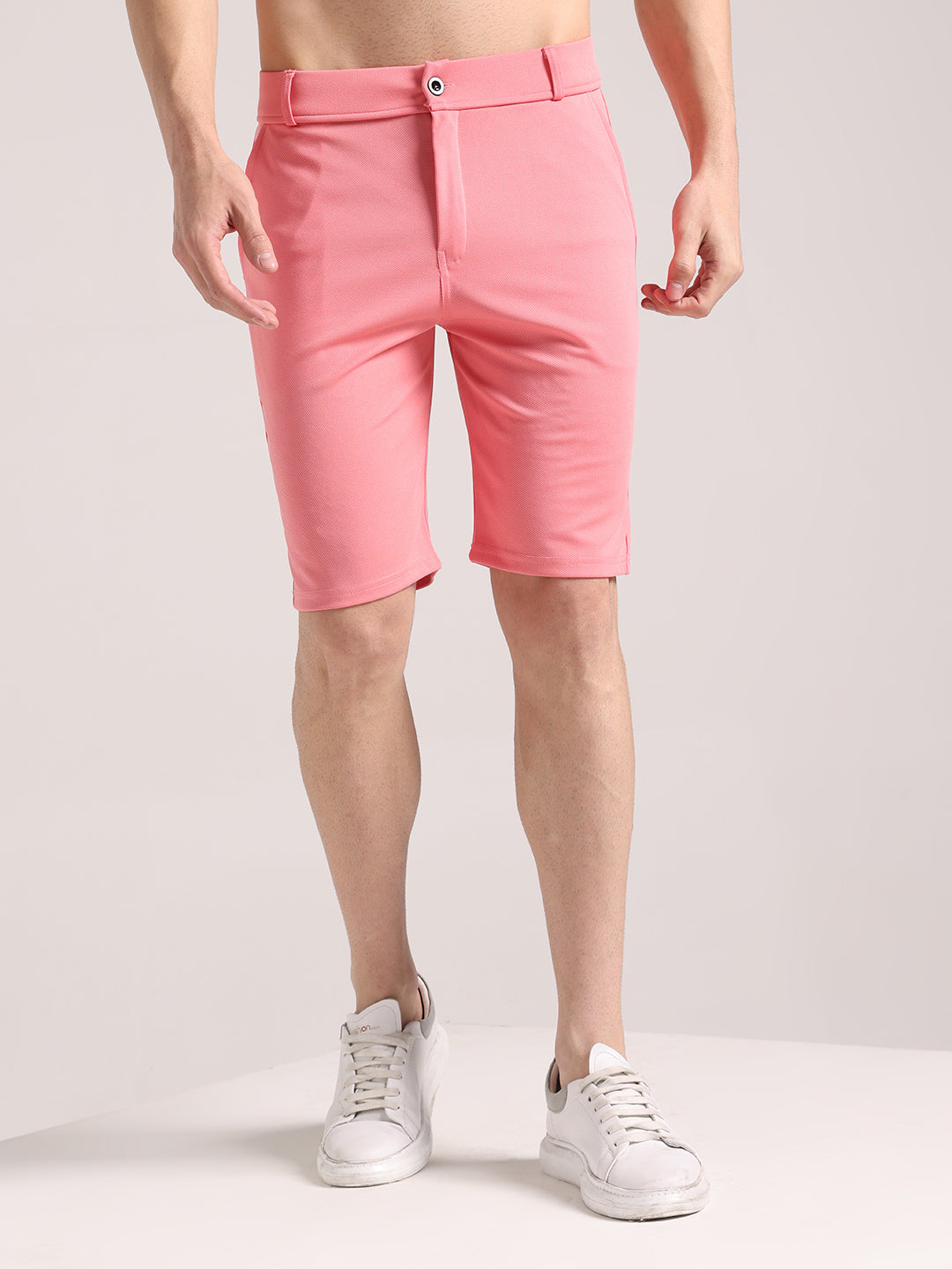 Men's Pretty Pink Lycra Chinos Shorts