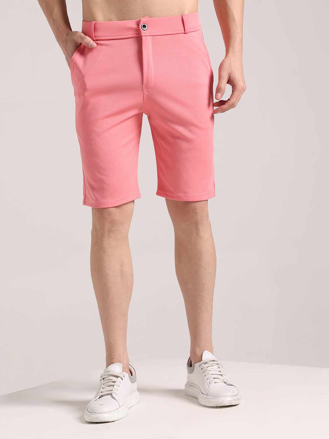 Men's Pretty Pink Lycra Chinos Shorts