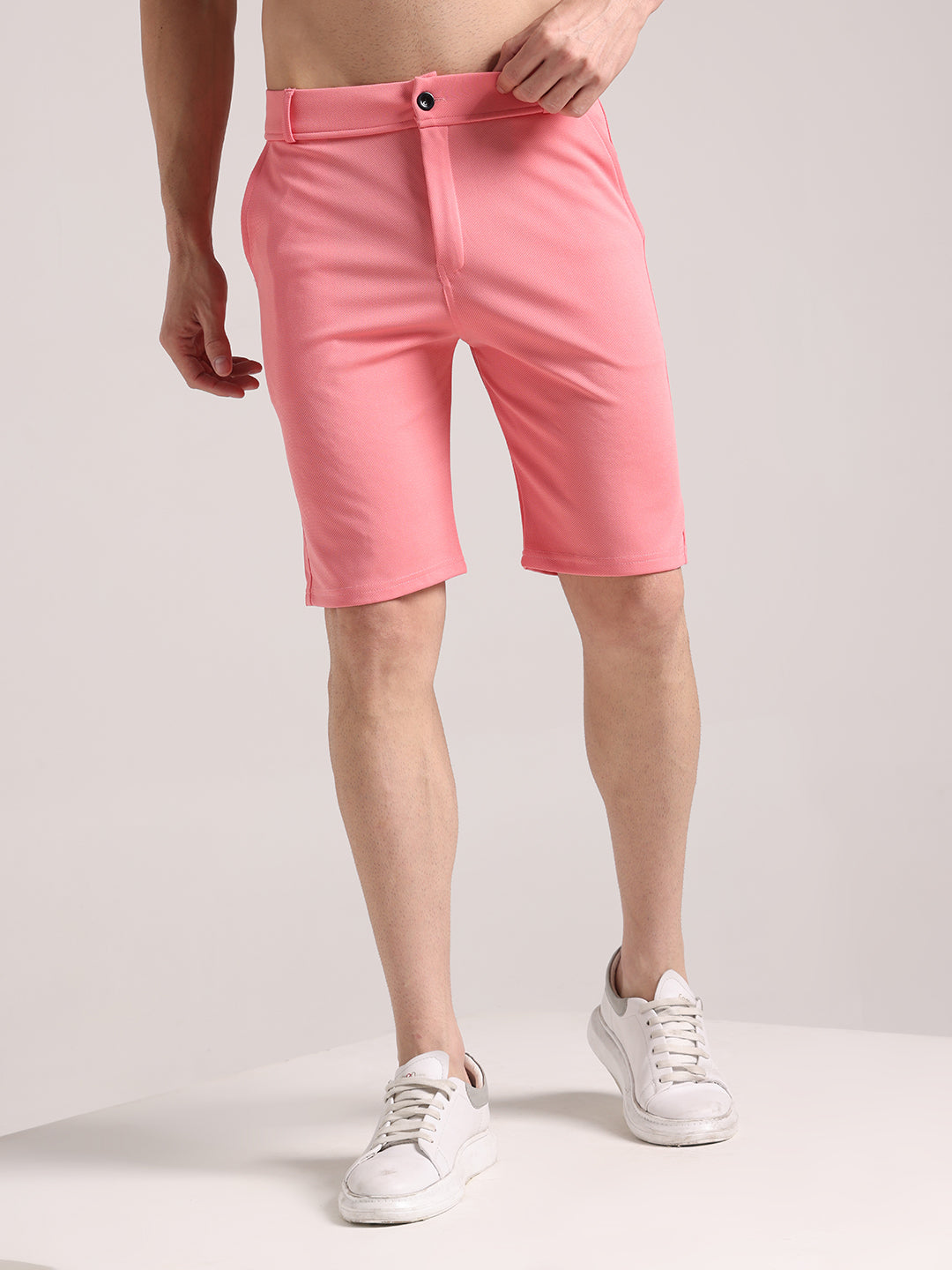 Men's Pretty Pink Lycra Chinos Shorts