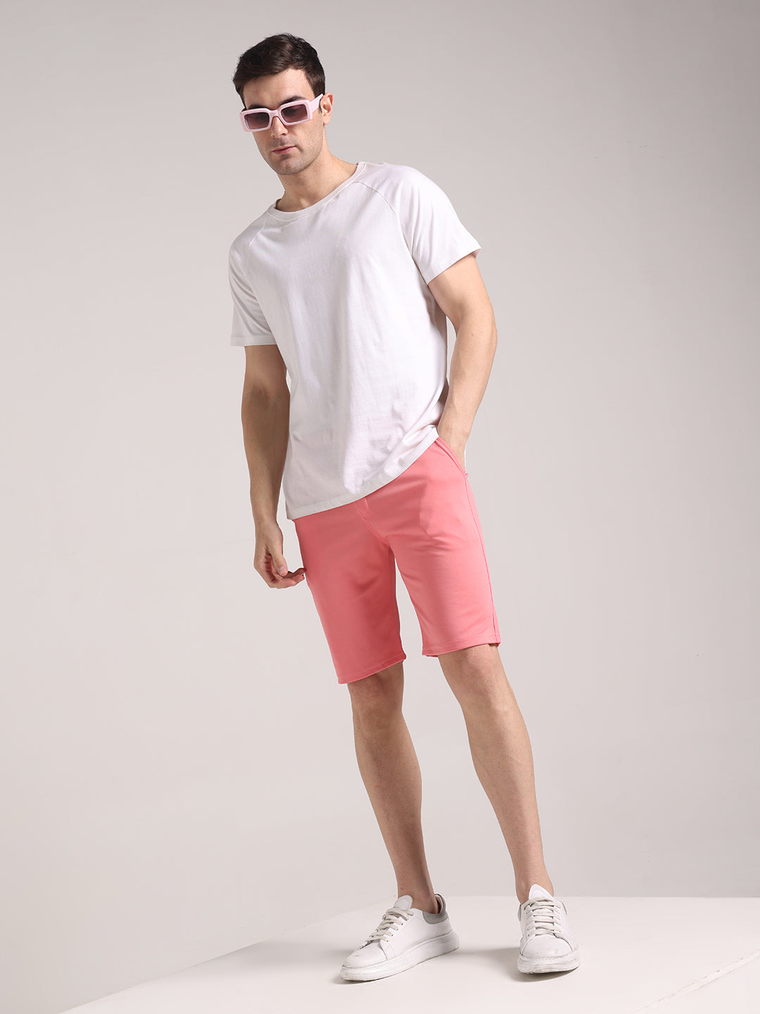 Men's Pretty Pink Lycra Chinos Shorts