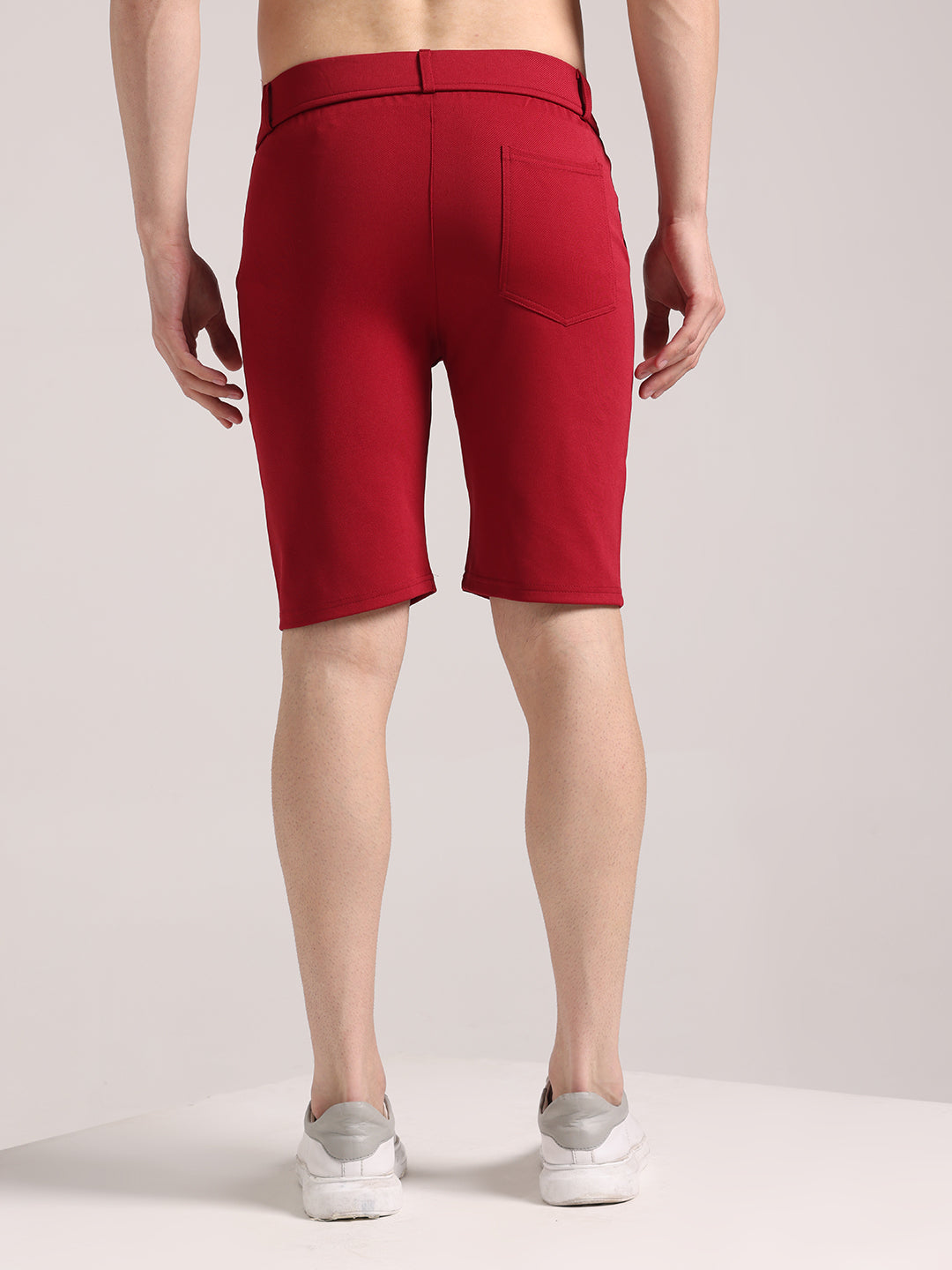 Men's Maroon Lycra Chinos Shorts